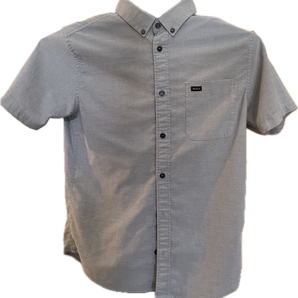 RVCA Men's Casual Gray Button Down Shirt